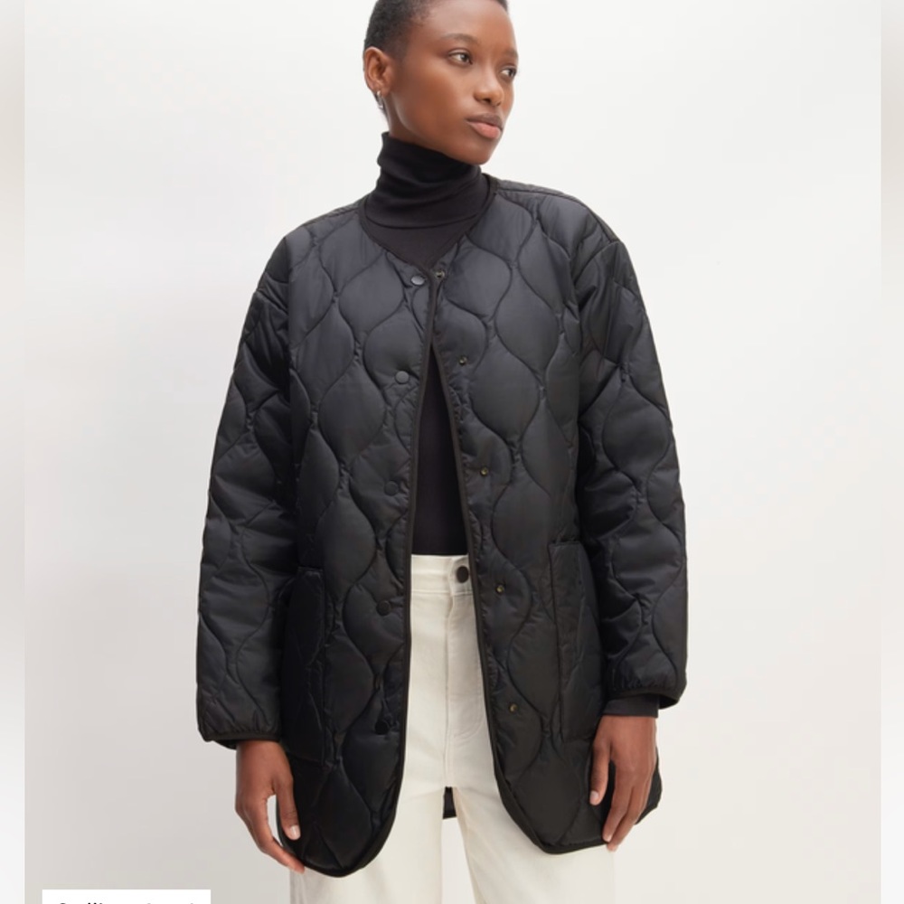 BRAND NEW Everlane ReNew Quilted Mid-Length Liner, Black, XXS